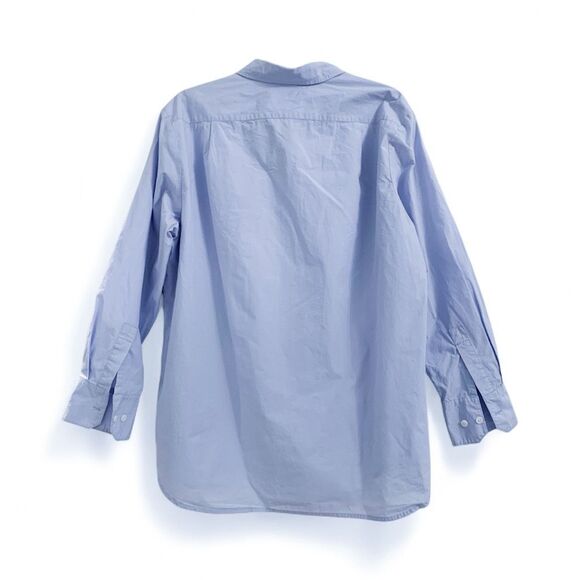 Jenny Kayne Boyfriend oversized button down Poplin shirt French Blue sz L - Picture 2 of 7